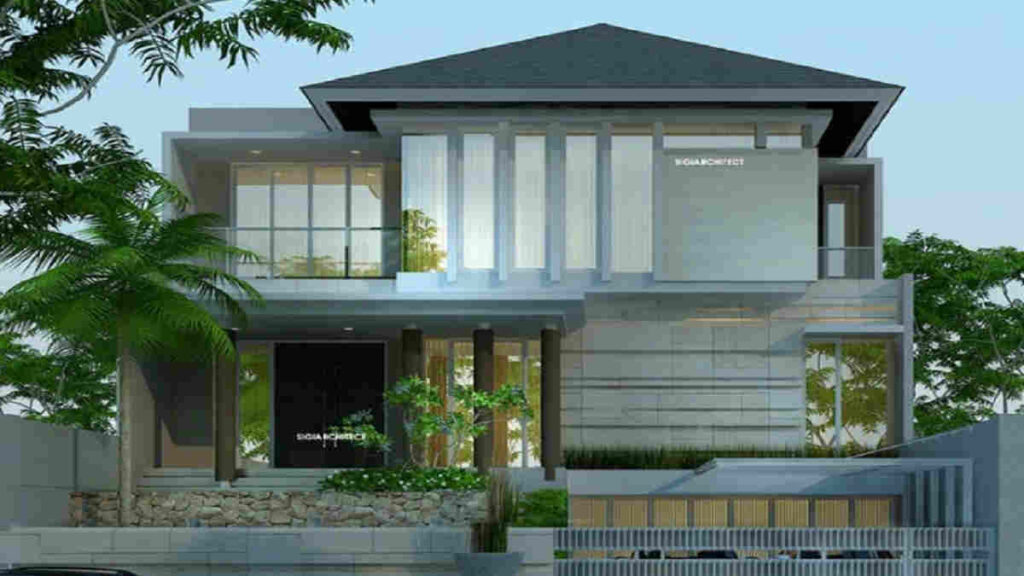 Desain Rumah 3 Lantai Tampak 2 Lantai yang Unik dan Mewah