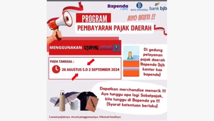 Program Pembayaran Pajak Daerah di Gedung Bapenda Ciamis, Bayar Pakai QRIS Dapatkan Berbagai Merchandise