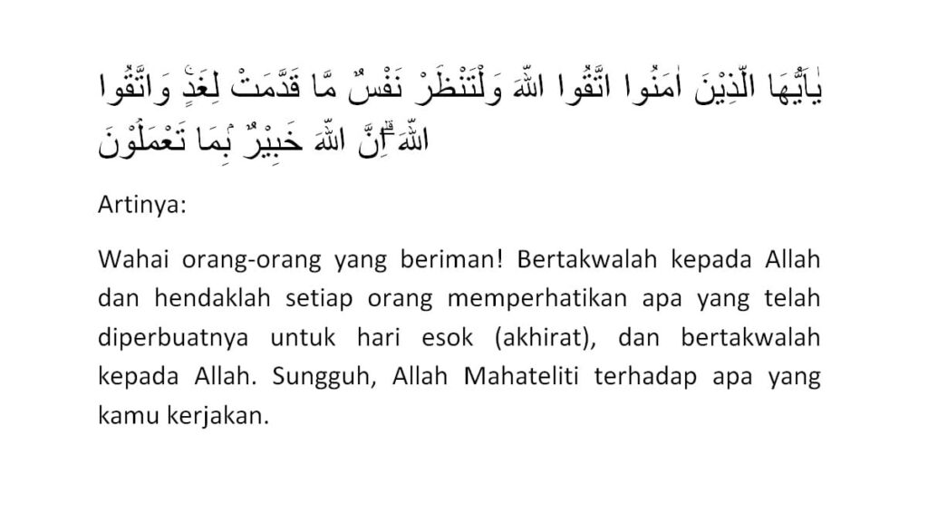 Kandungan Surat Al Hasyr Ayat 18, Perintah Muhasabah Diri