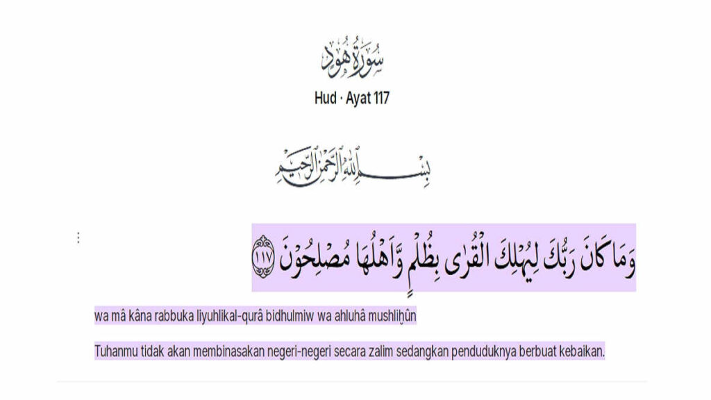 Kandungan Surat Hud Ayat 117