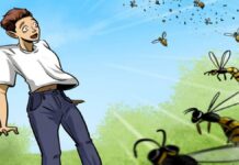 Ilustrasi dikejar tawon engang