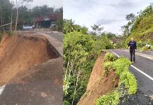 Jalan Angsana Gunung Kelir Ciamis Tergerus Longsor