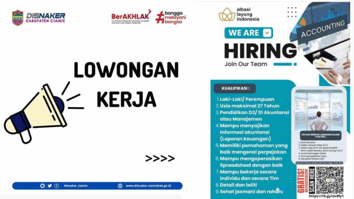 Disnaker Ciamis Bagikan Informasi Lowongan Kerja Bulan Mei 2025