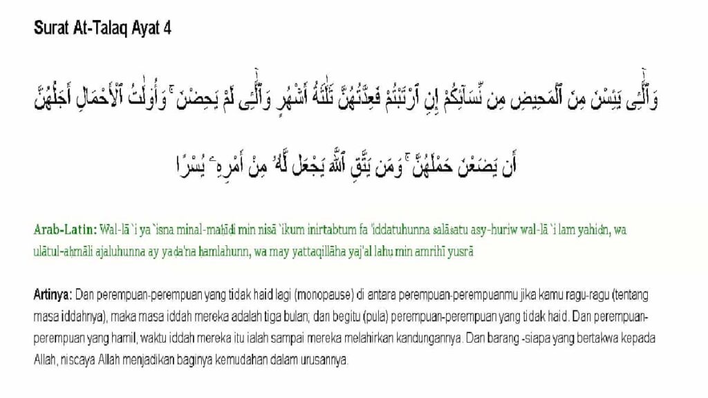 Kandungan Surat At-Talaq Ayat 4, Pesan Tenang di Masa Iddah Wanita
