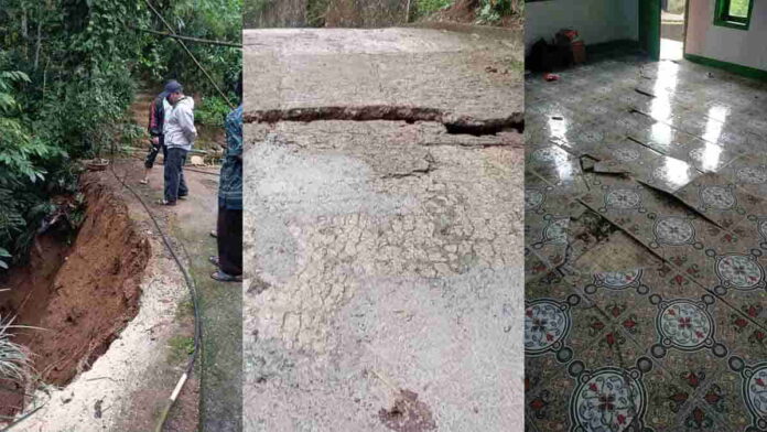 Pergerakan Tanah di Ciakar Ciamis, 150 Rumah Warga dan Madrasah hingga Infrastruktur Jalan Terancam