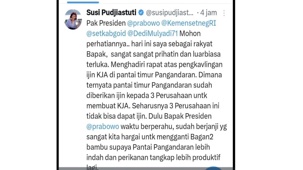 Susi Pudjiastuti Berang Ada KJA di Pantai Timur Pangandaran Izinnya Keluar, Itu Gila!